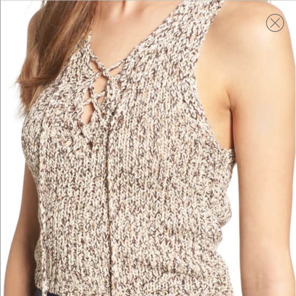 NWT ASTR Lace-Up Crop Embroidered  Sweater Top💕